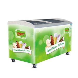 PHIYOND SD-H550 511L Ice Cream Freezer Curved Glass Door Chest Freezer